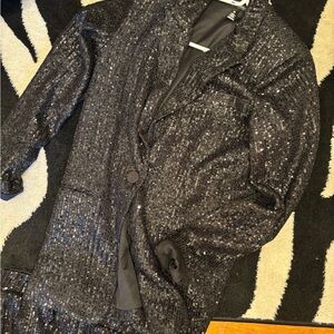 Sequin Black Women's Blazer Coat